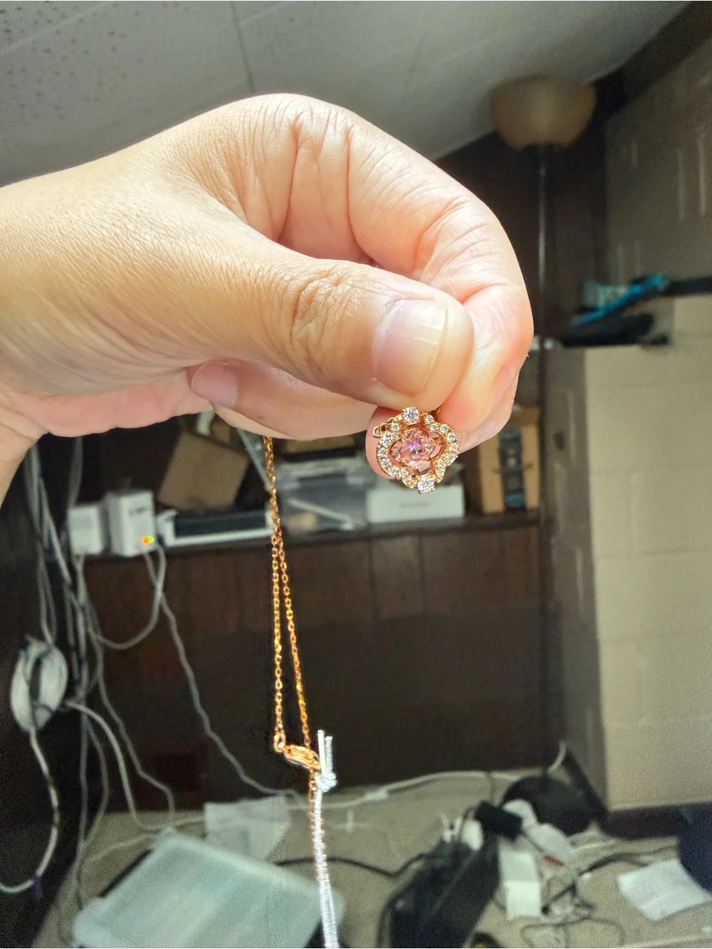 Swarovski 18K rose gold Crystal Clover Necklace with Matching Earnings